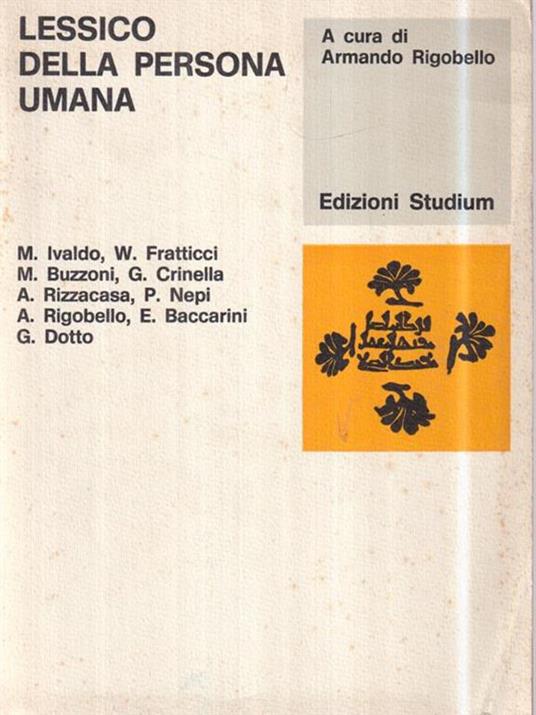 Lessico della persona umana - copertina