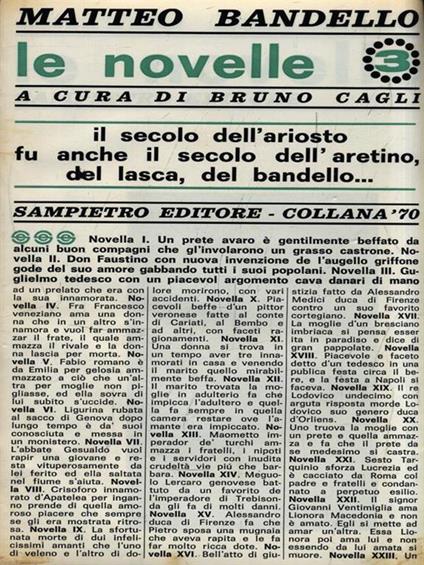 Le novelle 3 - Matteo Bandello - copertina