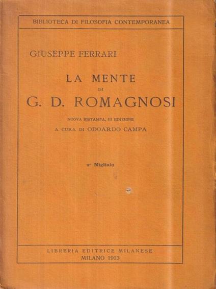 La mente di G.D. Romagnosi - Giuseppe Ferrari - copertina