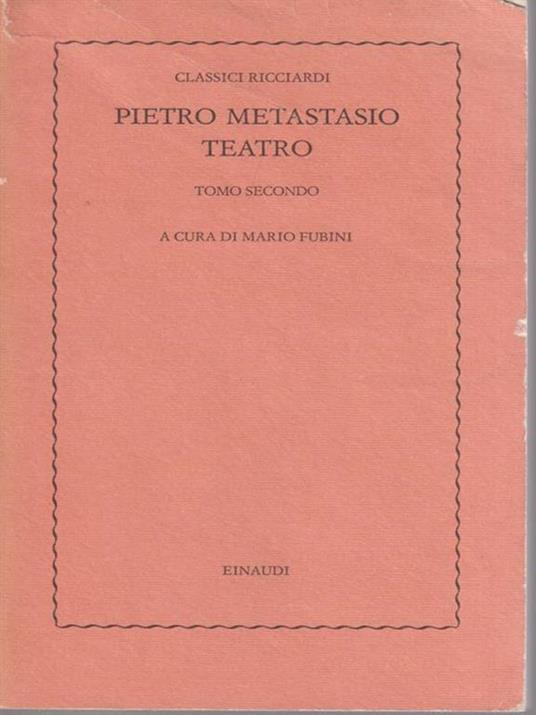 Pietro Metastasio Teatro - Mario Fubini - copertina