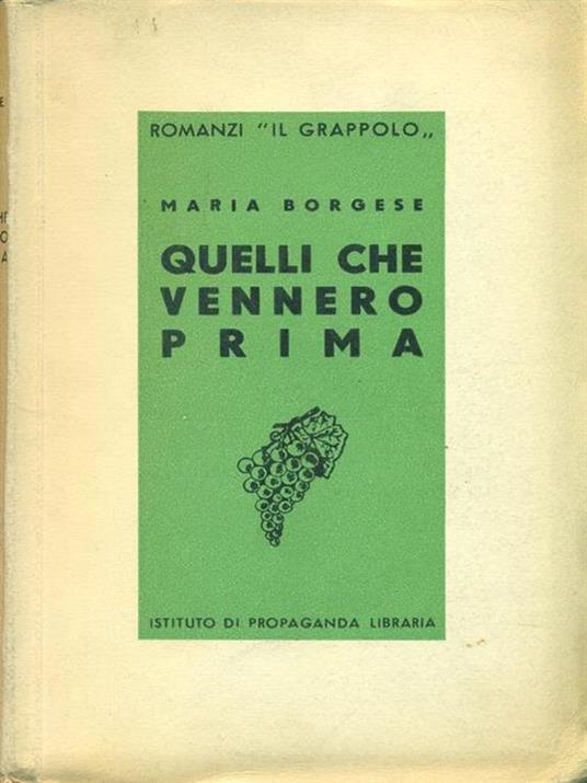 Quelli che vennero prima - Maria Borgese - copertina