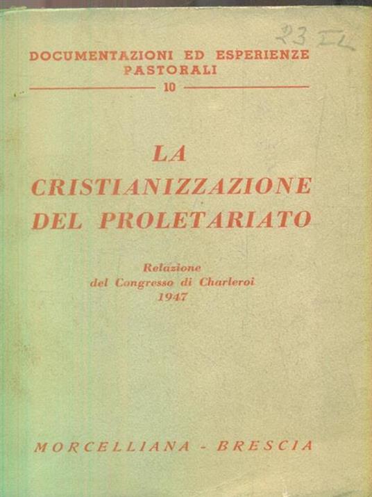La cristianizzazione del proletariato -   - copertina