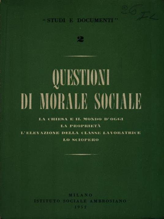 Questioni di morale sociale -   - copertina