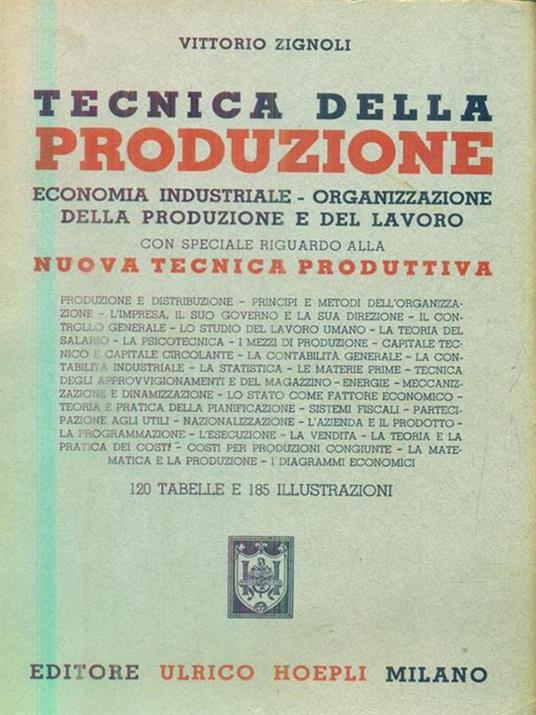 Tecnica della produzione - Vittorio Zignoli - copertina