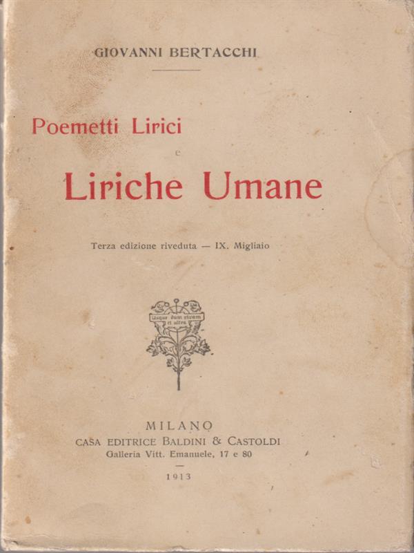 Poemetti lirici e liriche umane