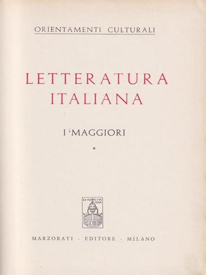 Letteratura italiana. I maggiori vol. I -   - copertina