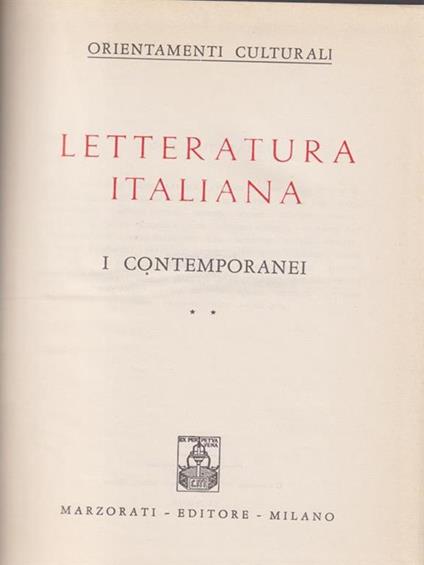 Letteratura italiana. I contemporanei vol. II -   - copertina