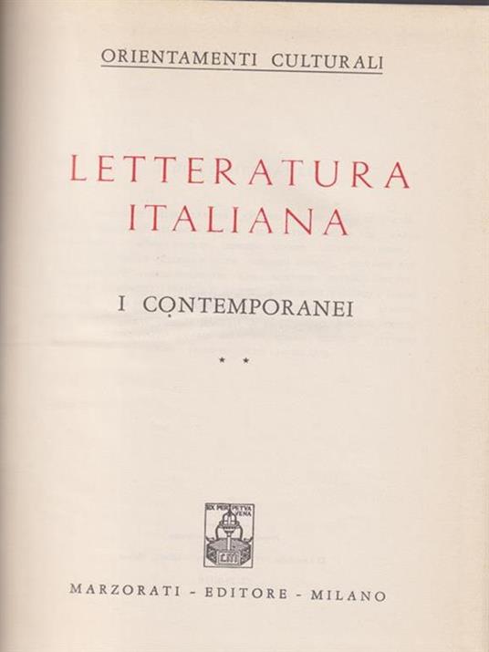 Letteratura italiana. I contemporanei vol. II -   - copertina