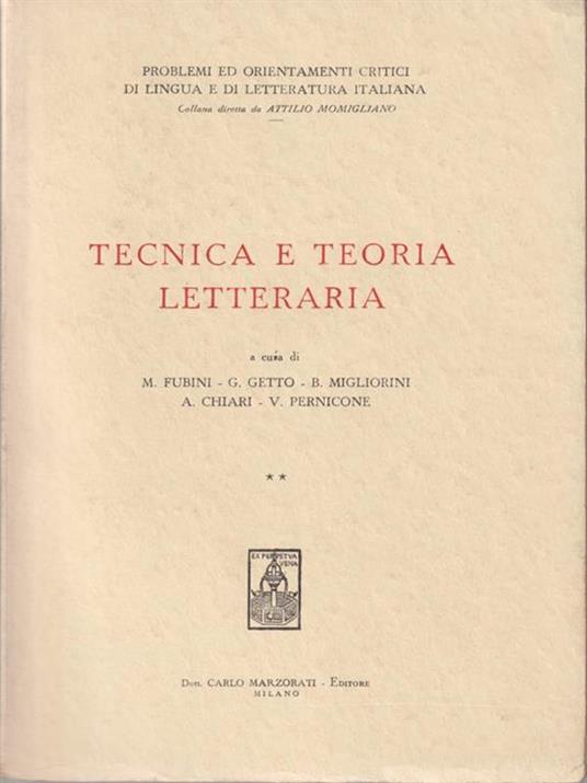 Tecnica e teoria letteraria vol. II -   - copertina