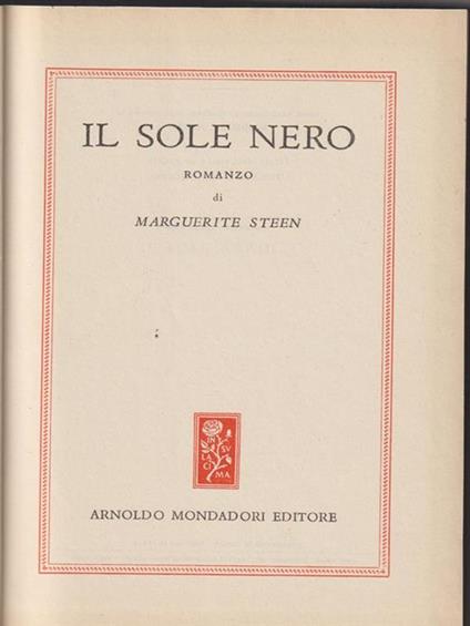 Il sole nero - Marguerite Steen - copertina