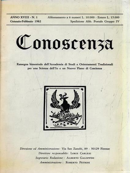 Conoscenza N 1 al N. 6/1982 - N. 1/1983 - N. 6/1984 -   - copertina