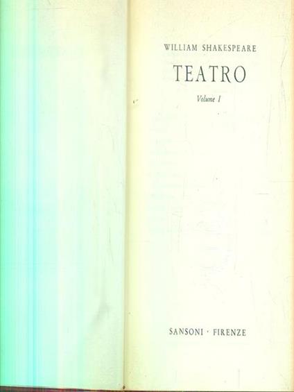 Teatro. Vol 1 - William Shakespeare - copertina
