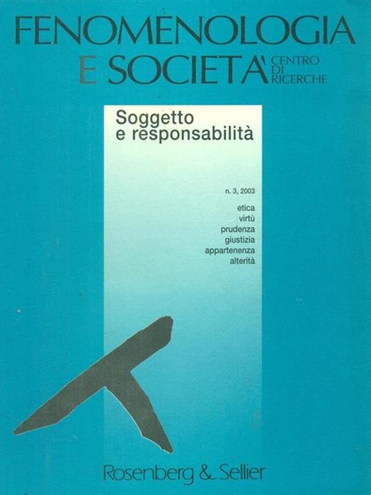 Fenomenologia e società (2003) - copertina
