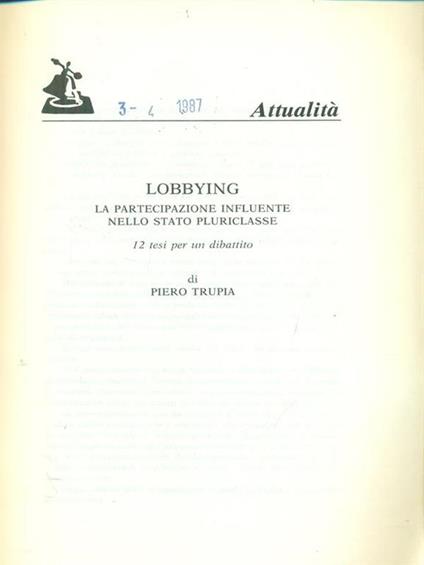   Lobbying - Piero Trupia - copertina