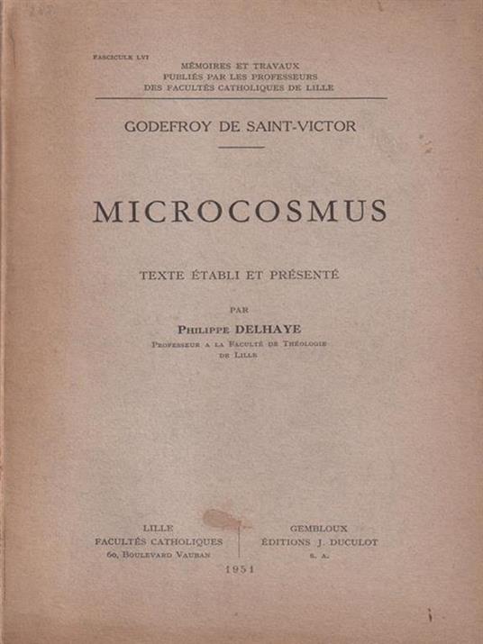   Microcosmus - Godefroy de Saint Victor - copertina