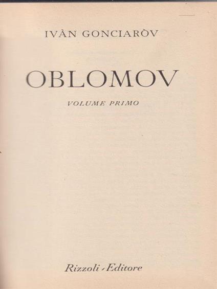   Oblomov vol. 1 - Ivan Gonciarov - copertina