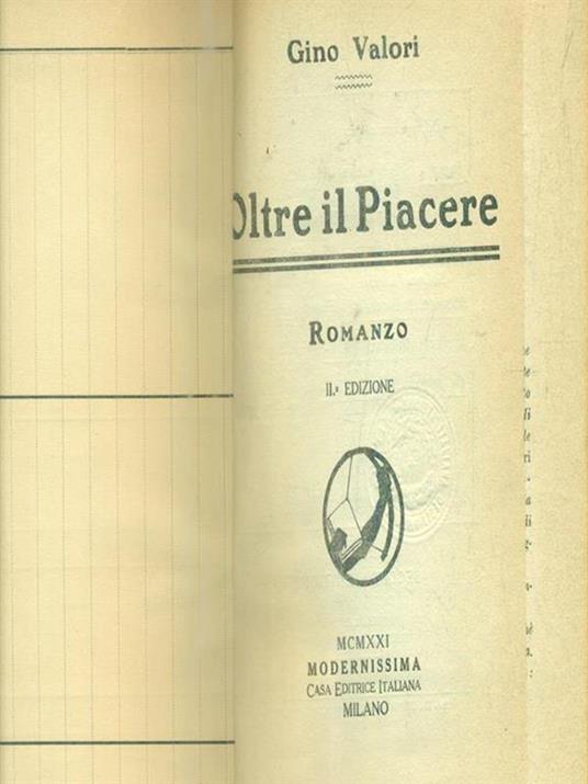  Oltre il piacere - Gino Valori - copertina