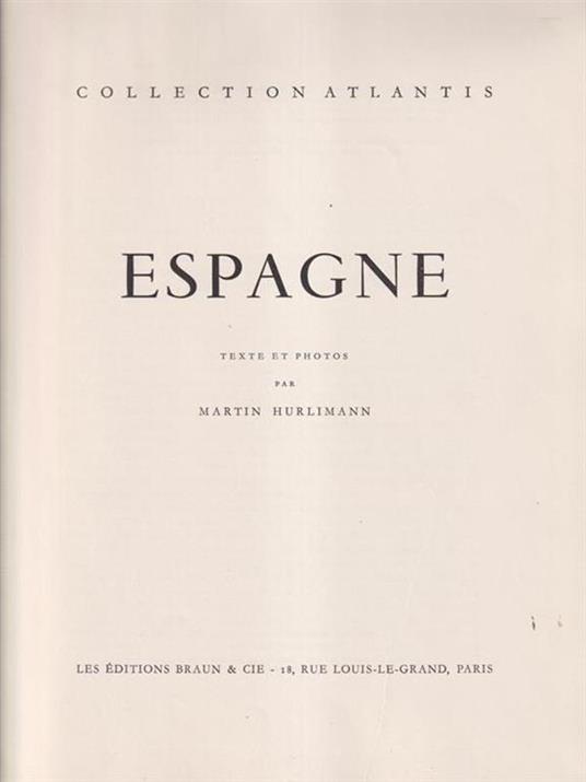   Espagne - Martin Hurlimann - copertina