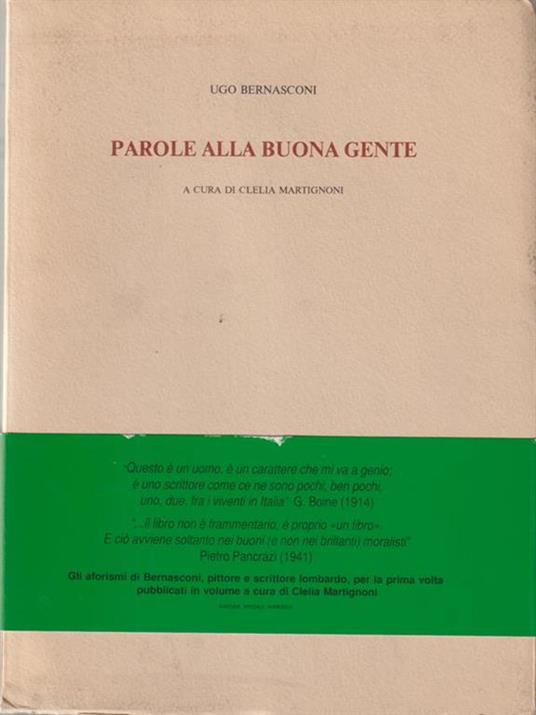 Parole alla buona gente - Ugo Bernasconi - copertina