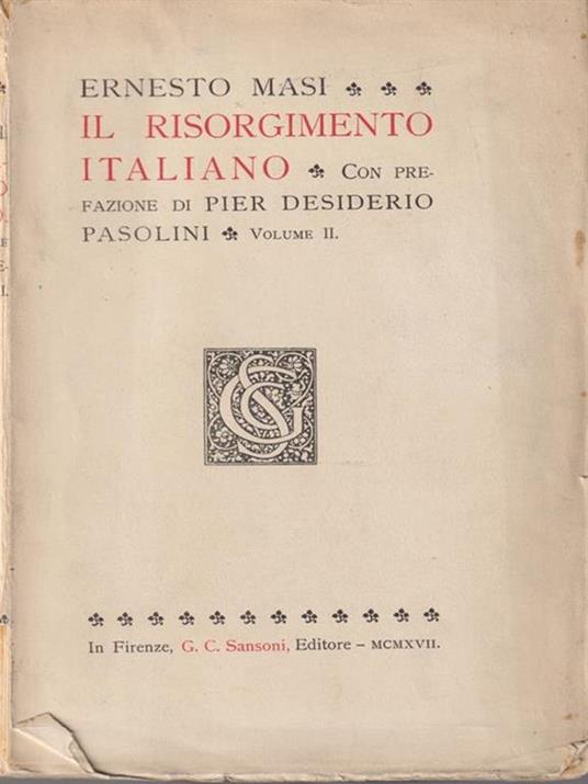 Il risorgimento italiano - vol II - Ernesto Masi - copertina