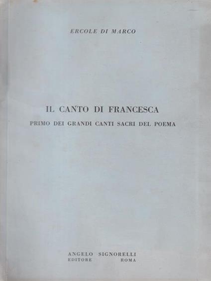 Il canto di Francesca - Ercole Di Marco - copertina