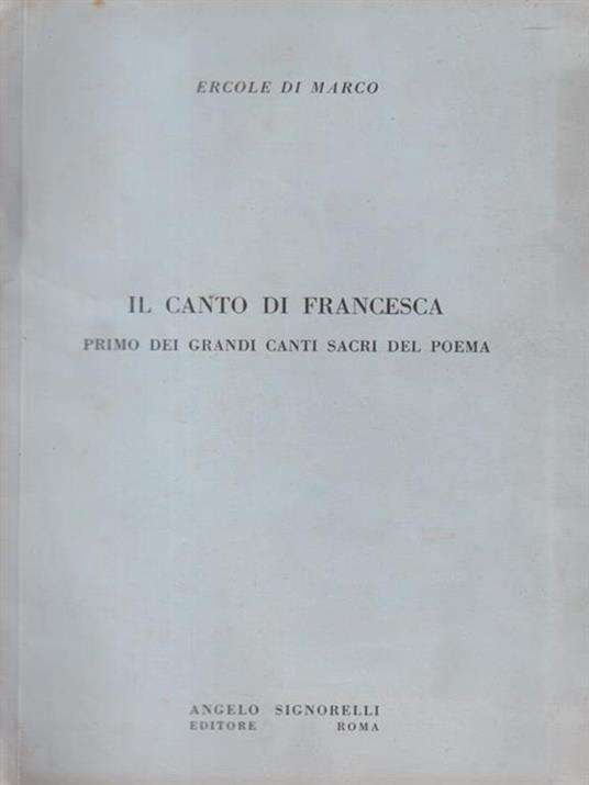 Il canto di Francesca - Ercole Di Marco - copertina