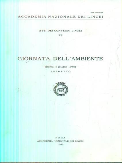  Giornata dell'ambiente. Roma 5 giugno 1985. Estratto - copertina