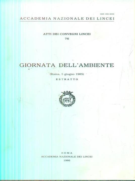  Giornata dell'ambiente. Roma 5 giugno 1985. Estratto - copertina