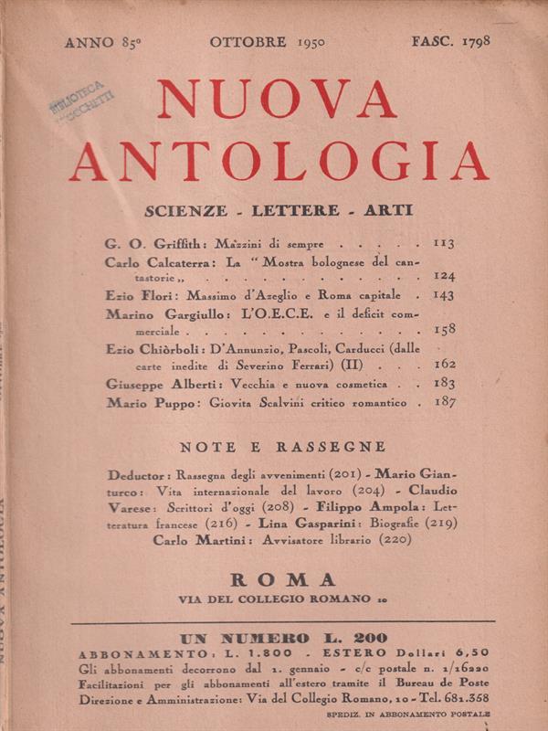 Nuova antologia Scienze, lettere, arti. Ottobre 1950