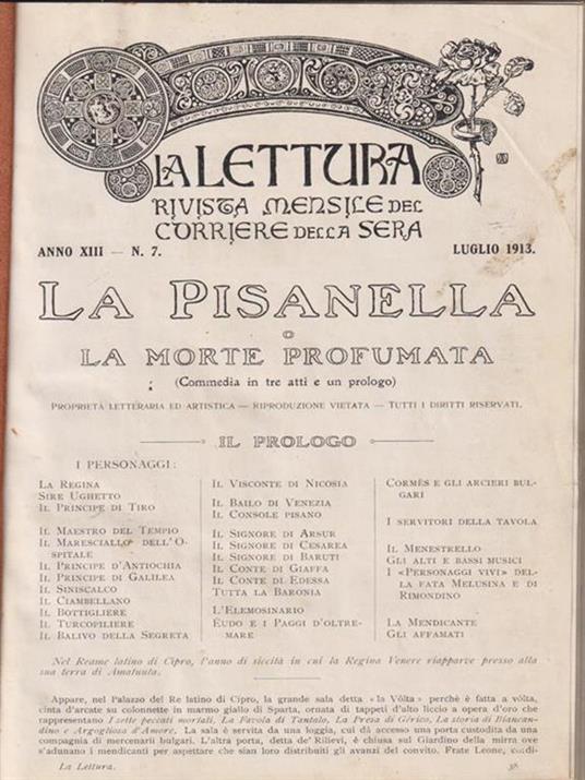   Pisanella o La Morte Profumata - 4 numeri da ''La Letturà' (n. 7-8-9-10) - Gabriele D'Annunzio - copertina