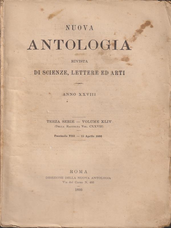 Nuova antologia anno XXVIII fasc VIII. aprile 1893
