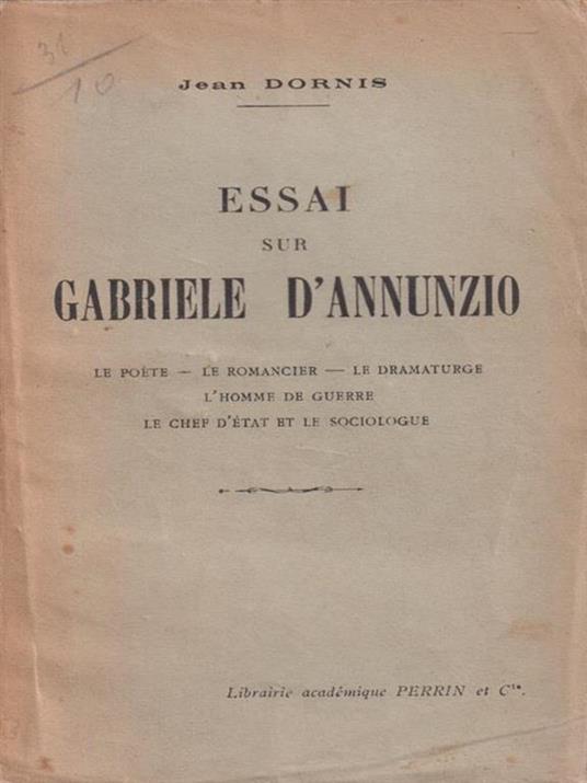 Essai sur Gabriele D'Annunzio - Jean Dornis - copertina