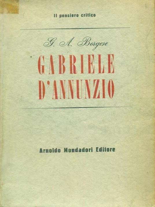   Gabriele d'Annunzio - Giuseppe A. Borgese - copertina