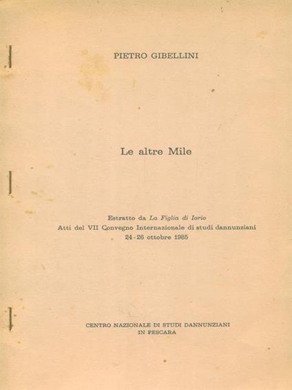 Le altre Mile Estratto - Pietro Gibellini - copertina