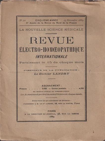 Revue electro homoeopathique - copertina
