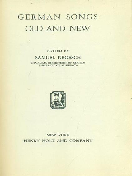 German songs old and new - Samuel Kroesch - copertina