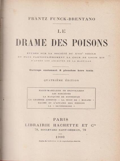 Le drame des poisons - Frantz Funck-Brentano - copertina