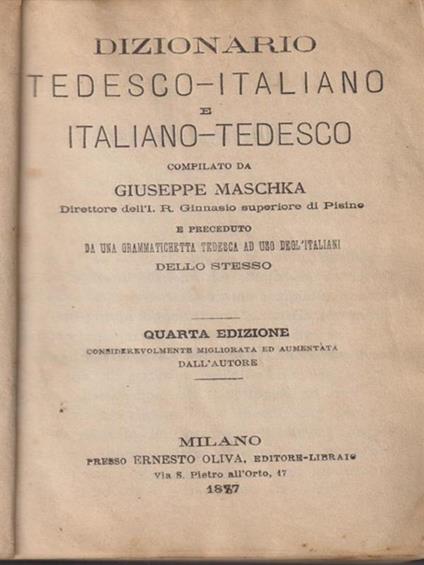   Dizionario tedesco-italiano/italiano-tedesco - Giuseppe Maschka - copertina