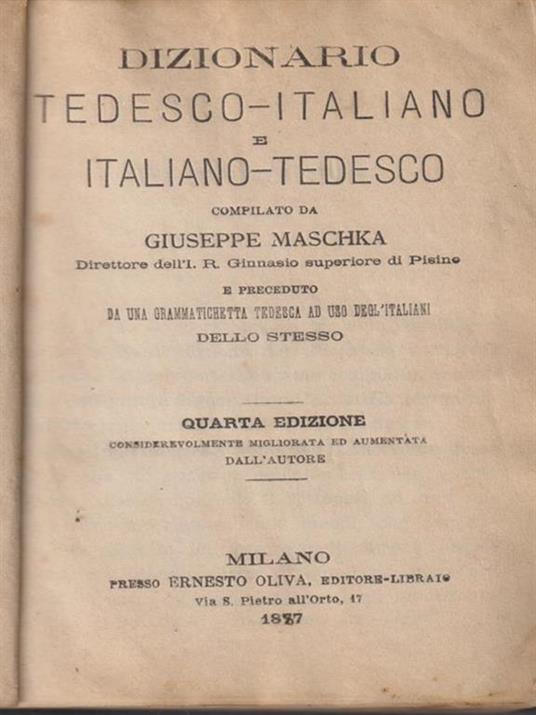   Dizionario tedesco-italiano/italiano-tedesco - Giuseppe Maschka - copertina