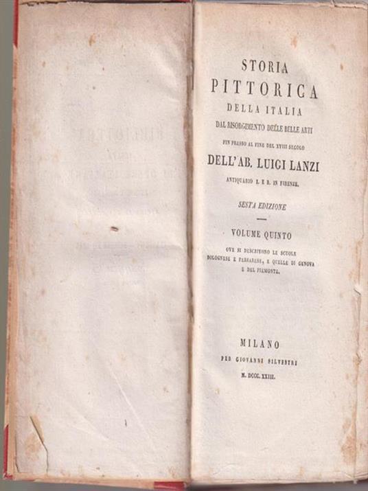   Storia pittorica della italia. Volume quinto - Luigi Lanzi - copertina