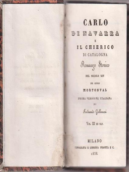   Carlo di Navarra e il chierico di Catalogna. Vol III - Ferdinando Grillenzoni - copertina
