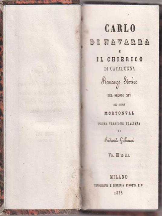   Carlo di Navarra e il chierico di Catalogna. Vol III - Ferdinando Grillenzoni - copertina