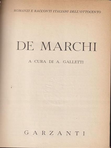   De Marchi - Alfredo Galletti - copertina
