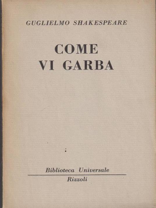  Come vi garba - William Shakespeare - copertina