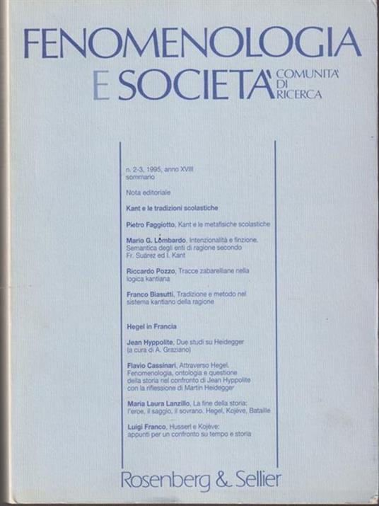   Fenomenologia e società n.2-3, 1995, anno XVIII - copertina