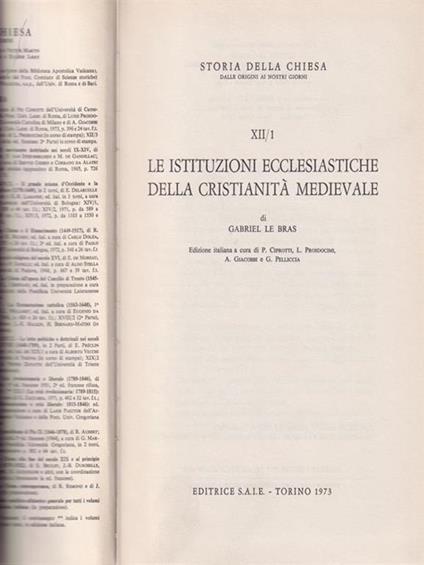Le istituzioni ecclesiastiche della cristianità medievale. Vol. 1 - Gabriel Le Bras - copertina