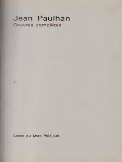   Oeuvres completes tome V - Jean Paulhan - copertina