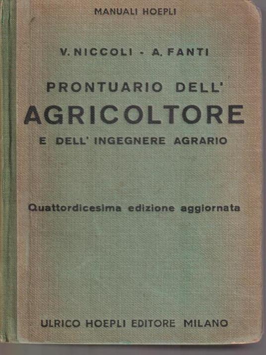   Prontuario dell'agricoltore - V. Niccoli - copertina