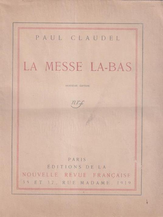 La Messe La-Bas - Paul Claudel - copertina