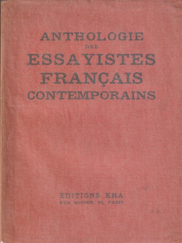 Anthologie des Essaystes francais contemporains
